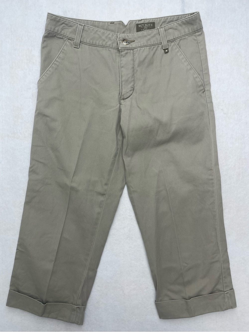 Rockies Women’s Vintage Khaki Cuffed Cotton Mid Rise Chinos Crop Pants Size 8